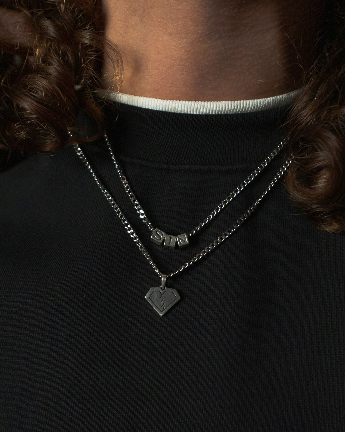SINNERS BLOCK CHARM NECKLACE